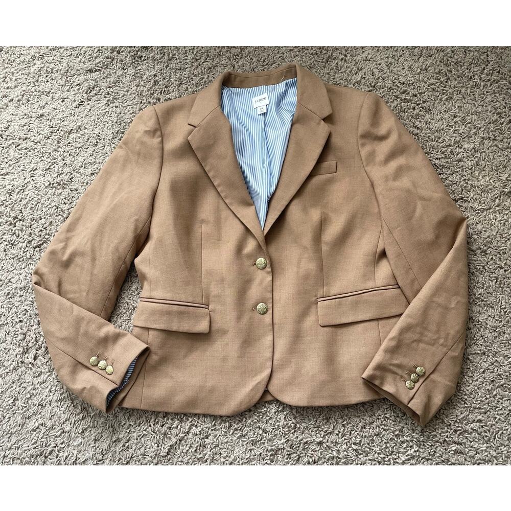 J. Crew Women’s Schoolboy Blazer Wool Blend Tan Camel size 14 - Picture 5 of 16
